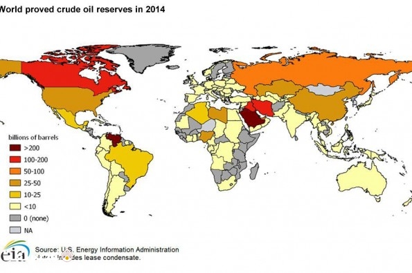 تقسیم بندی مناطق مختلف براساس ذخایر نفتی اثبات شده - عصرنفت