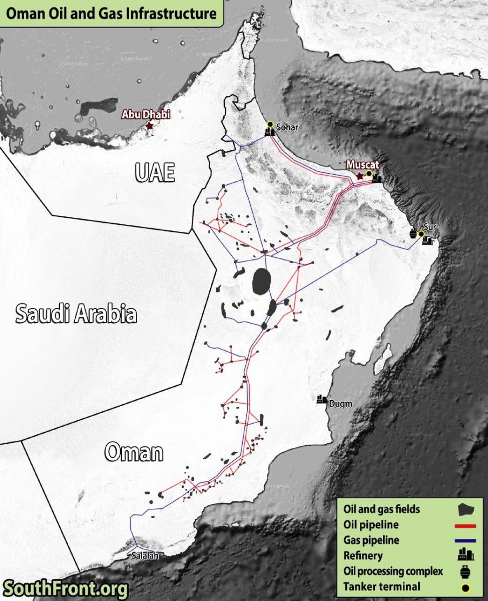 میادین نفت و گاز و زیرساخت‌های انرژی عمان