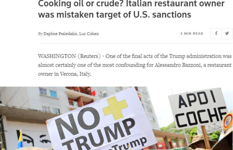تحریم نفتی یک رستوران دار ایتالیایی+عکس