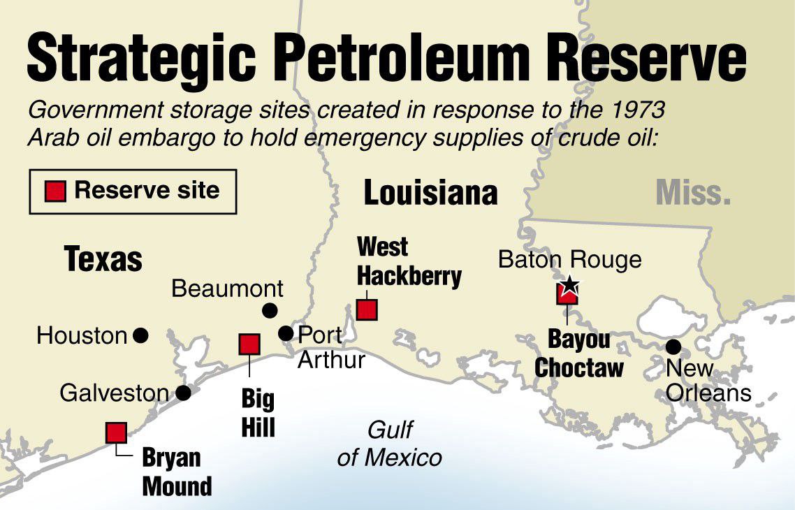  موقعیت مخازن ذخایر استراتژیک نفت آمریکا در خلیج مکزیک - میز نفت